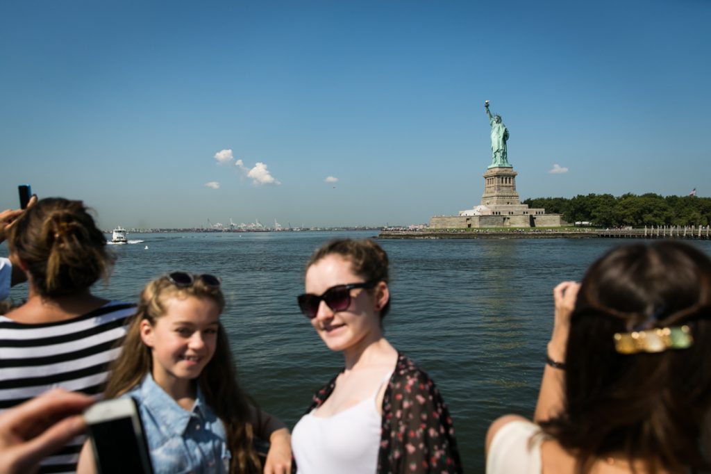 Tourists at the Statue of Liberty