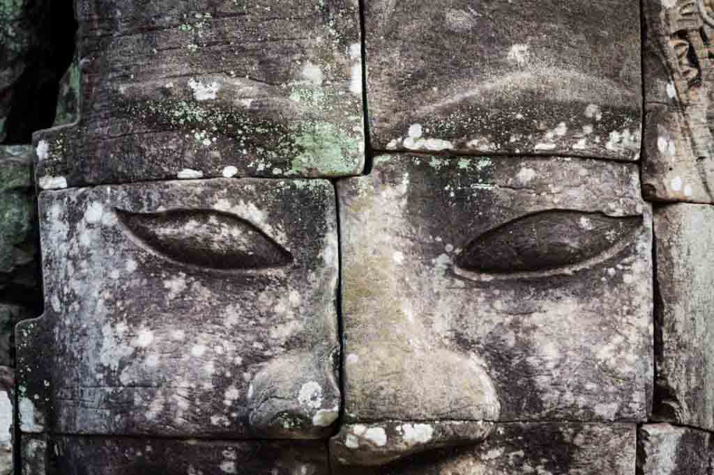 Close up of face at Bayon Temple for an Angkor Wat temple guide