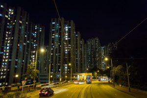 The ding ding road in Shau Kei Wan for a Hong Kong street photography series called the view from the ding ding