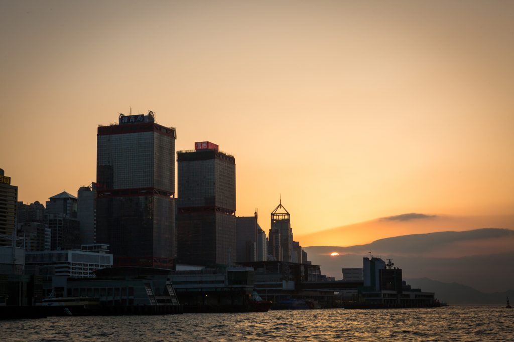 Sunset view of Hong Kong for a Hong Kong travel guide article