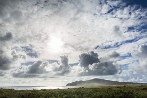 Shoreline and clouds for an Easter Island travel guide