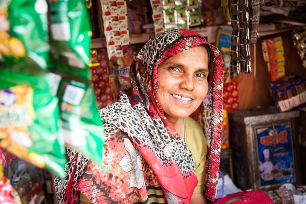 Woman selling pan in Agra, India