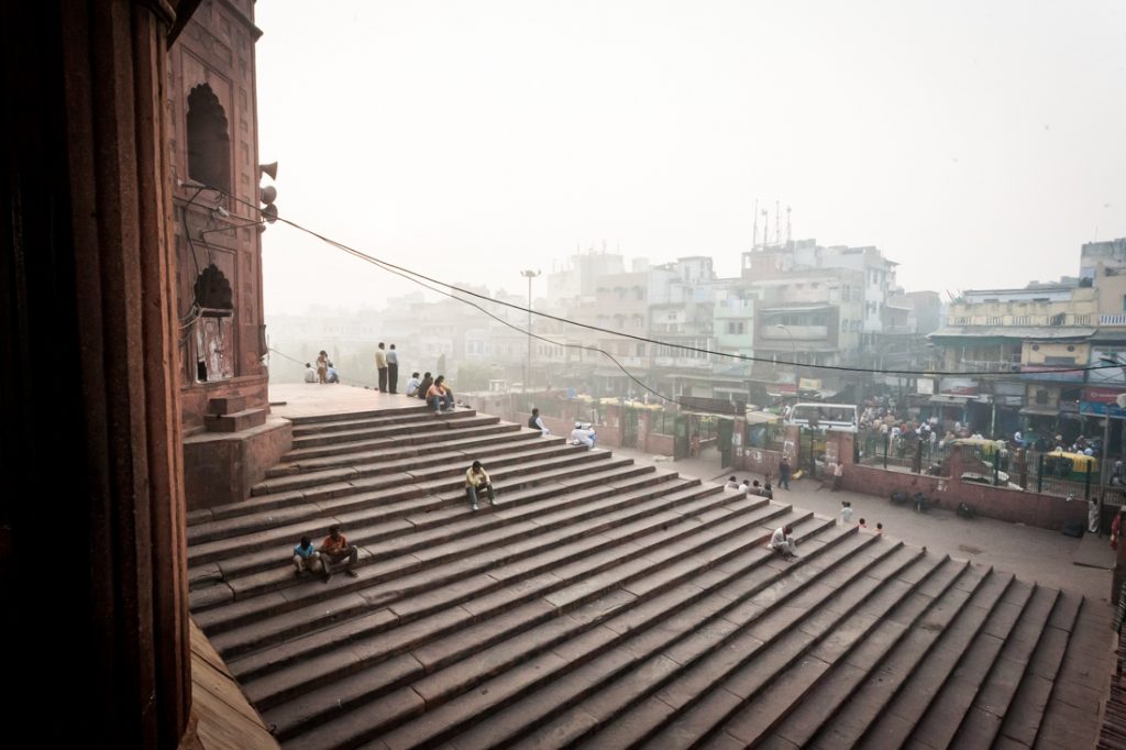 Building steps in Delhi, India