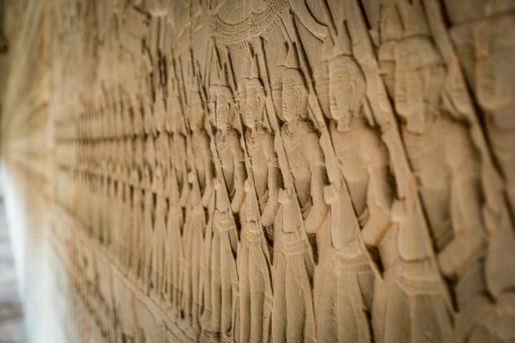 Wall carvings for an Angkor Wat temple guide
