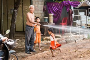 Kids and grandfather for an article on Siem Reap travel tips