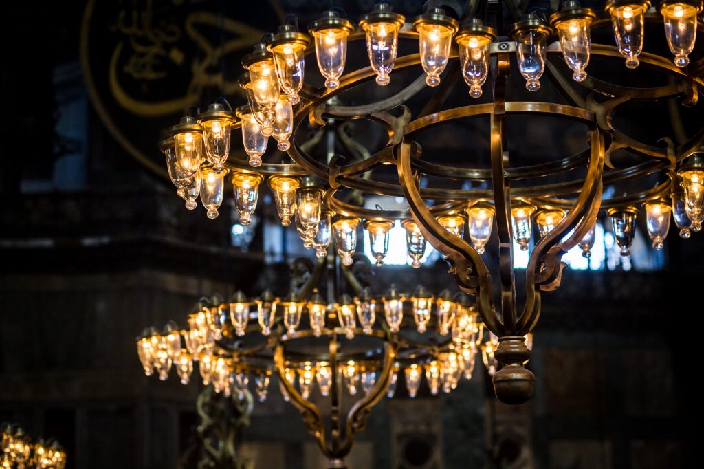Hagia Sophia chandeliers for an article on Istanbul street photos