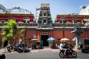 Exterior of the Mariamman Hindu temple for article on Ho Chi Minh City street photos