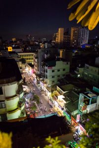 Night view from The View rooftop bar for article on Ho Chi Minh City street photos