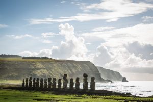 Moai statues at Ahu Tongariki for an Easter Island travel guide