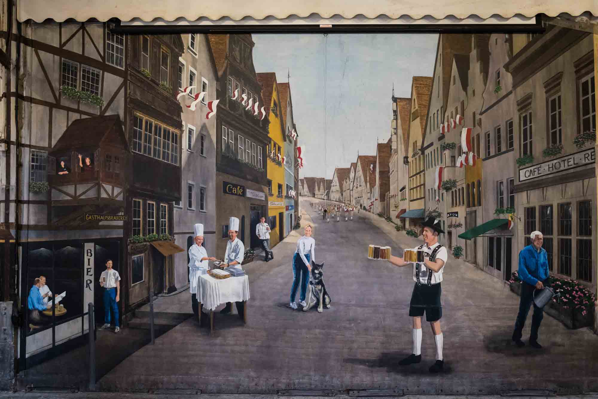 Wall mural of traditional German scene in the Fredericksburg Brewing Company