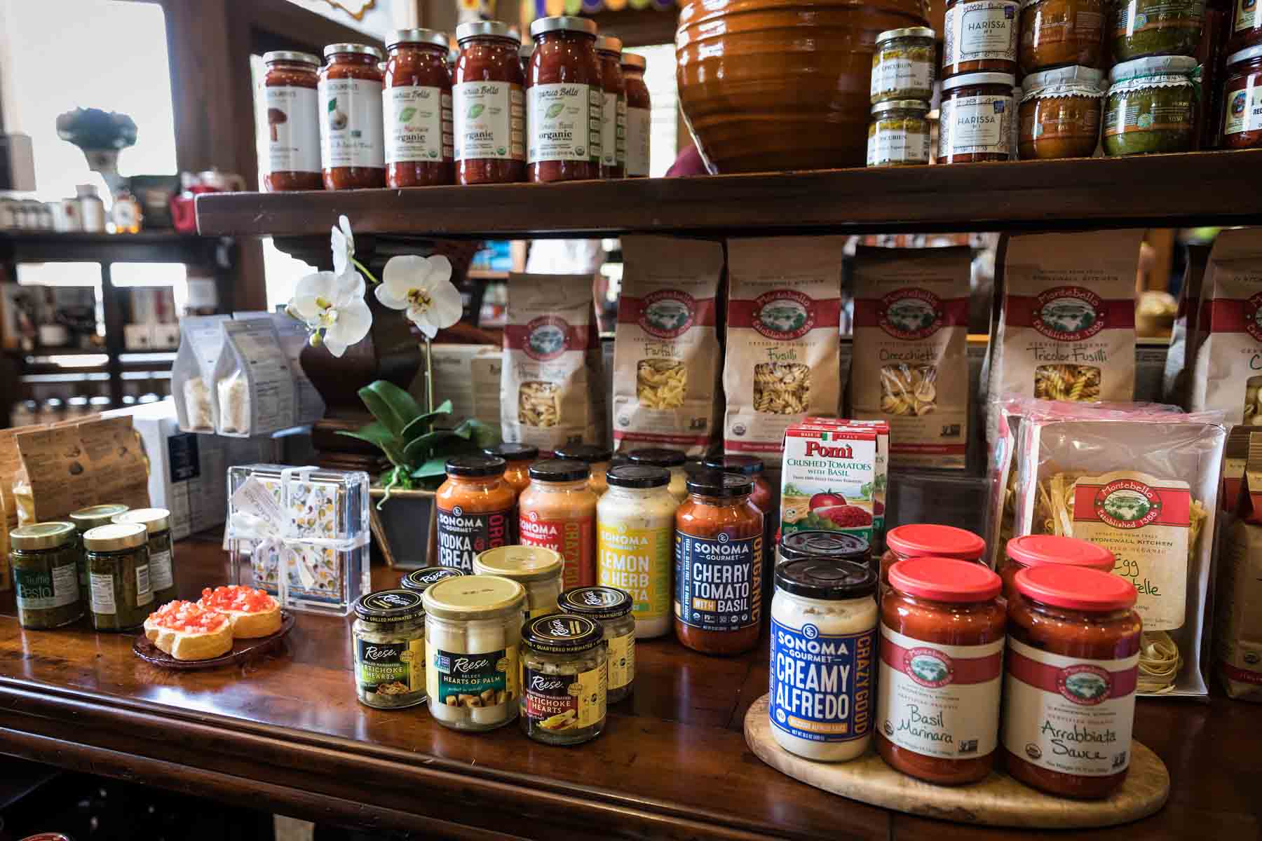 Pantry items for sale in the Boerne Epicure Gourmet Market