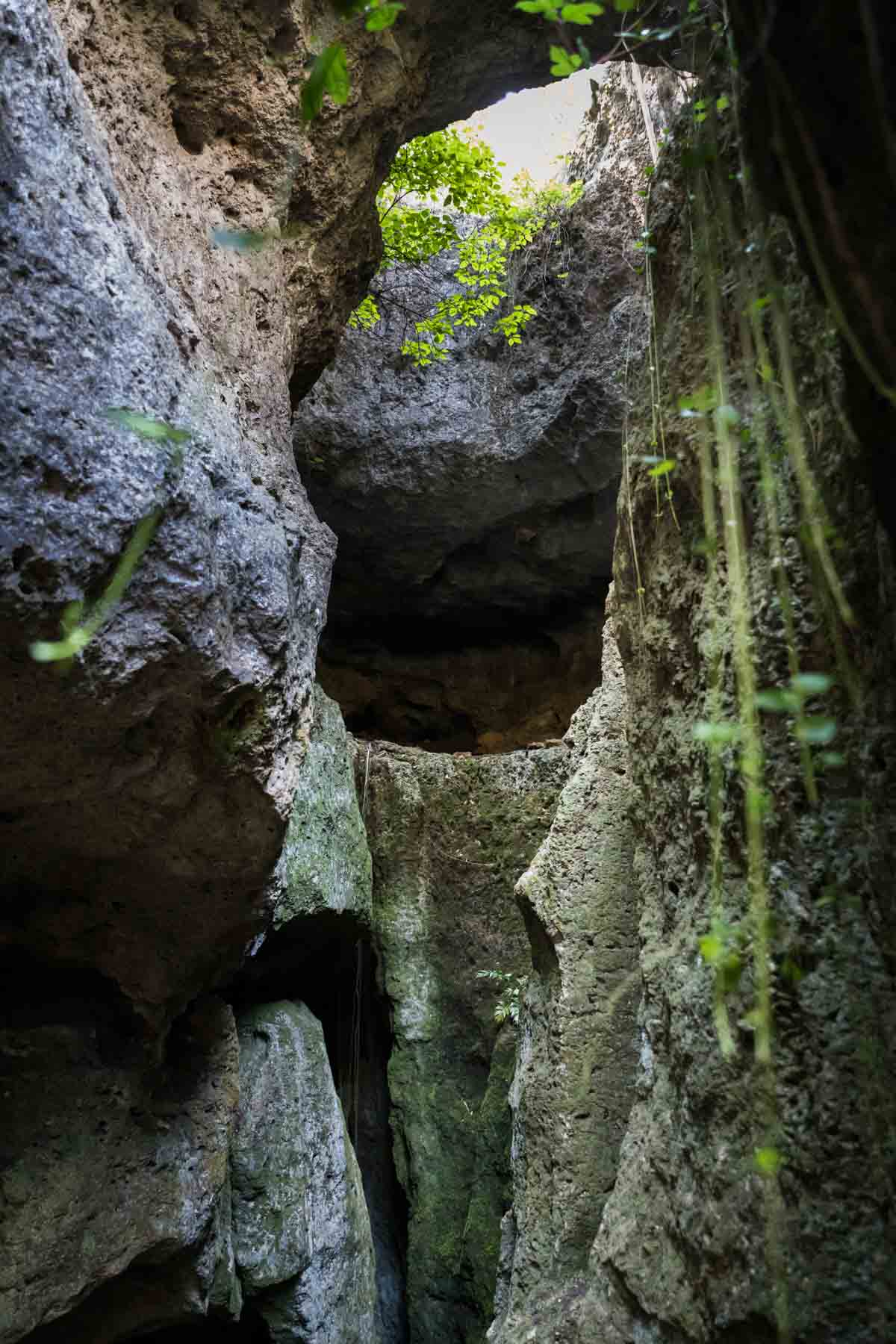 Hole in rock in Cascade Caverns for an article entitled, ‘Visiting Boerne, Texas: Everything You Need to Know’