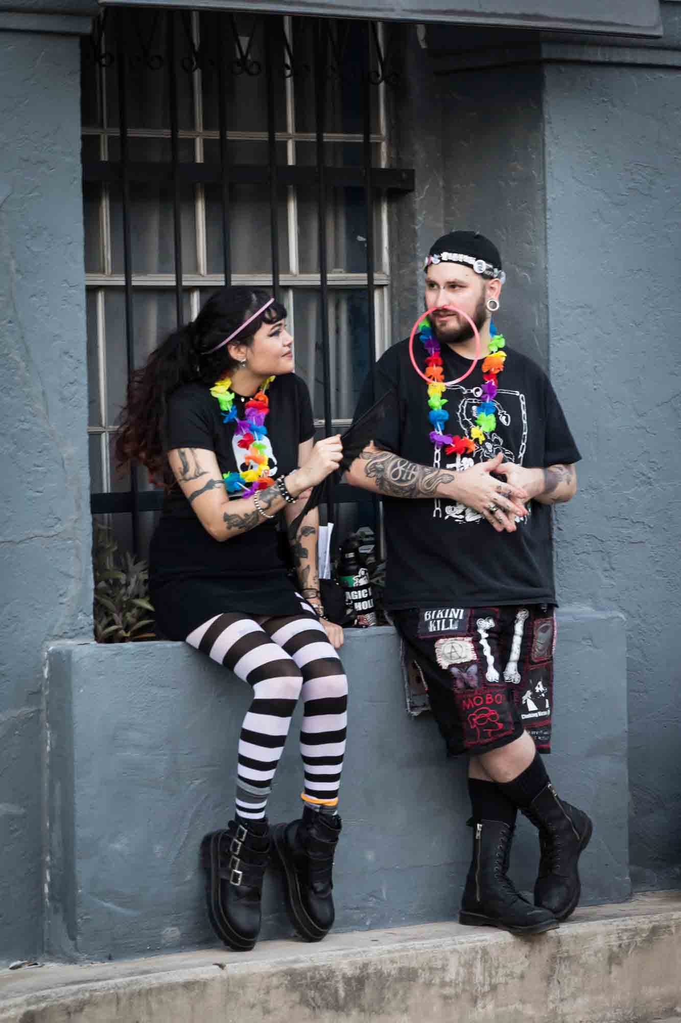 San Antonio gay pride parade photos of two goth-style gay pride participants